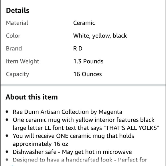 RAE DUNN THATS ALL YOLKS MUG NWT - Picture 4 of 5